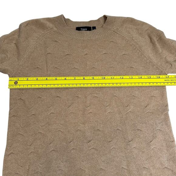 Theory 100% Cashmere Tucked Sweater Camel Size P Quiet Luxury Preppy Old Money - Picture 7 of 8